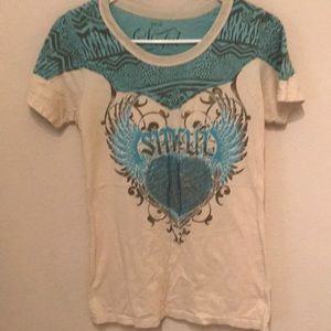 Sinful Affliction Tee, silver crystals graphic, M